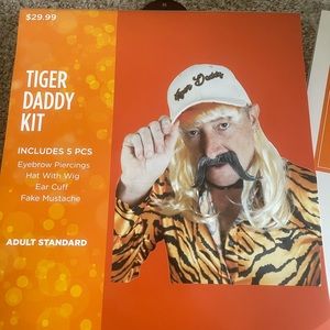 Tiger king Halloween costume with accessories.
